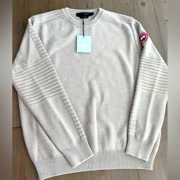 💔SOLD Canada Goose Mens Paterson merino wool sweater in tan heather XL NWT - Picture 3 of 7